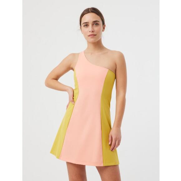 Outdoor Voices One Shoulder Dress in Nectarine/Dijon - Picture 1 of 6